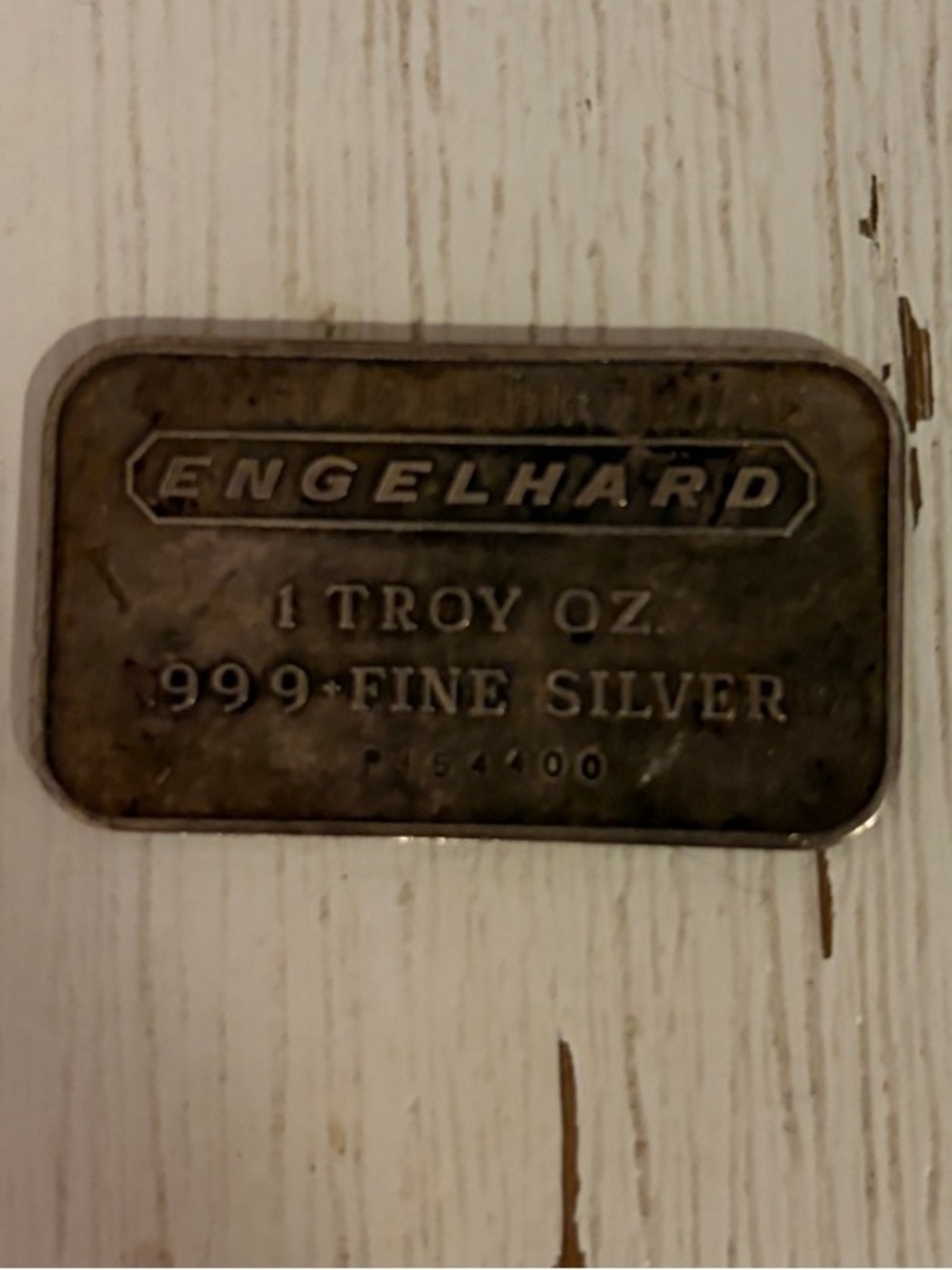 Engelhard 1 Troy Oz .999 Fine Silver Bar - Tarnished Silver